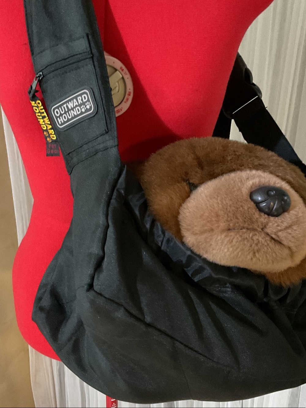 Outward Hound Black Pet Sling Carrier with Strap Pocket